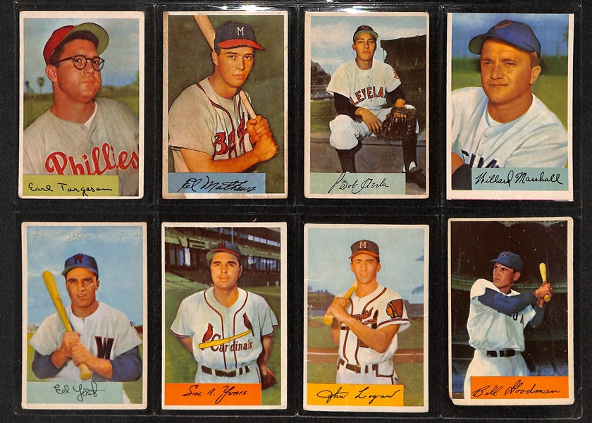 Lot Of 75 1954 Bowman Baseball Cards w. Nellie Fox